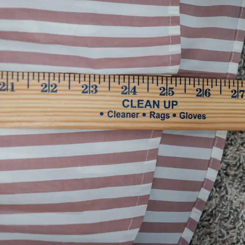 Madewell  Stripe Play Button Up Popover Shirt Linen Blend Short Sleeve Size L NWT