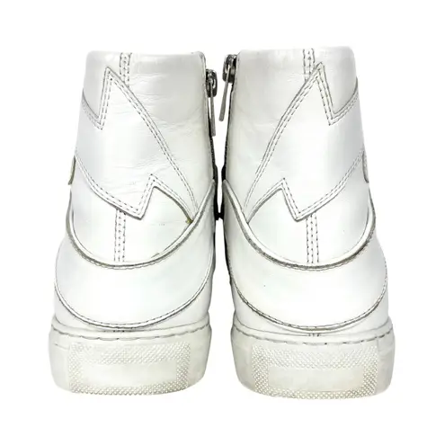 Zadig & Voltaire High Top Flash Sneaker White Lightning Lace Up Leather Size 36
