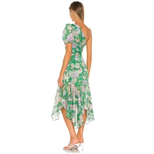 ASTR the Label Santorini One Shoulder Dress in Green Lilac Floral Size Medium