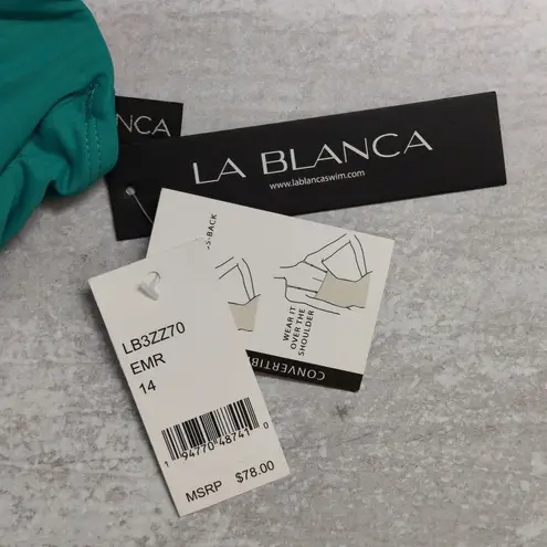 La Blanca Emerald Green Island Goddess Underwire Twist Front Bra Top Size 14 New