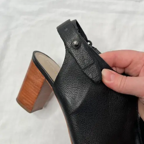 Loeffler Randall Black Leather Peep toe Block Heeled Sandals 9.5 B