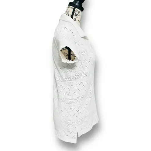 NWT EleVen Venus Williams XS White Devotion Polo Heart Eyelet Top Tennis Golf