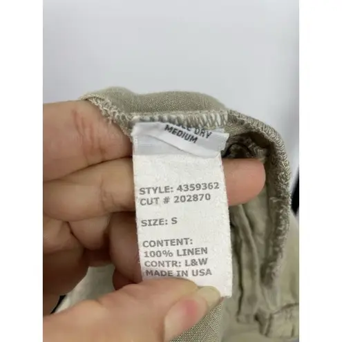 Lisa Z Tan 100% Linen Embroidered Handkerchief Hem Midi Lagenlook Skirt Size S