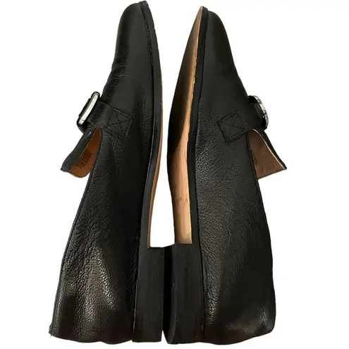 Corso Como Clarrah Black Pebbled Leather Loafers Size 8M Silver-Tone Buckle