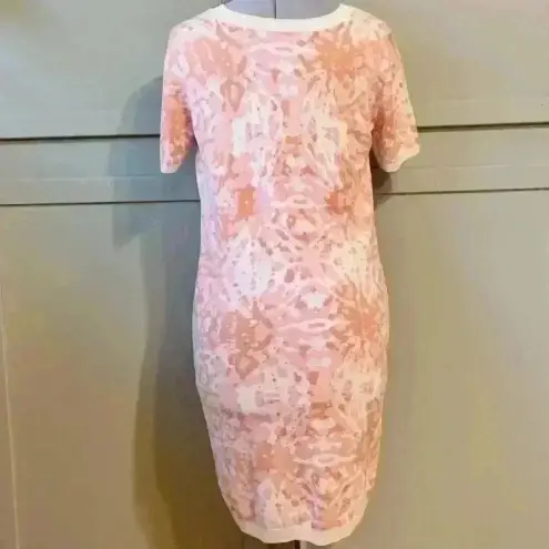 525 America BORN Pink Camo Knit Stretch Comfy Dress Short Sleeve Dress Barbie