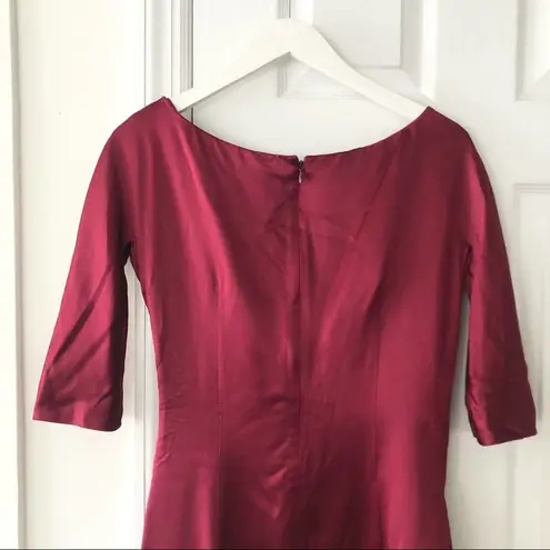 Alexander McQueen Deep Red Wine Satin Asymmetric Drape Holiday Silk Dress NWT