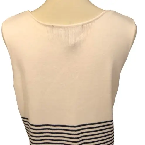 Jessica Holbrook Easy Care Navy Blue & White Striped Sleeveless Sweater Dress Si Size L