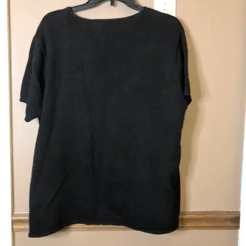 Jenny Vintage Ramie Short Sleeve Sweater Floral Safari Animal Print Black XL