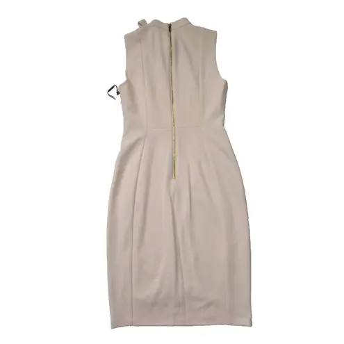 Calvin Klein NWT  Tie Neck Sheath in Pale Pink Sleeveless Stretch Crepe Dress 2