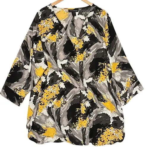 Ashley Stewart Abstract Popover Tunic Top Size 22/24 Professional Office Siren