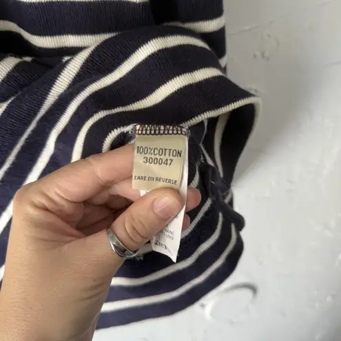 LL Bean Sweater Womens Small Navy White Striped Cowl Neck Pullover Top Preppy Blue