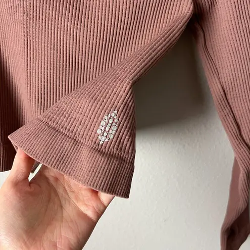 Free People  fp movement cold shoulder one sleeve crop top chocolate brown