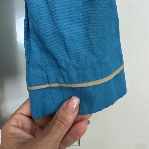 Elie Tahari Island Blue Chatham Snap Jacket Cotton Faille Pucker Detail Size S