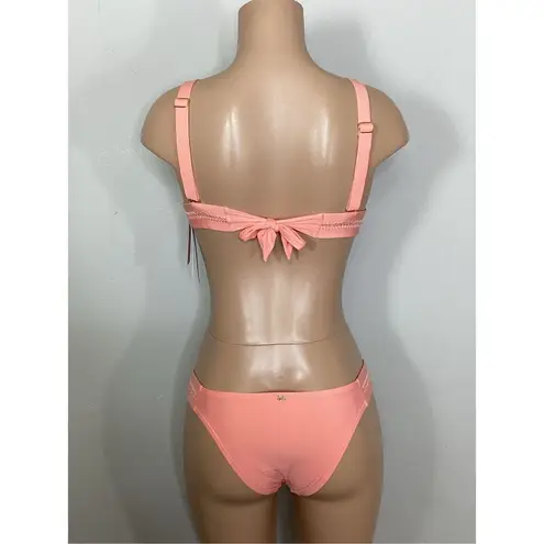 PilyQ New. coral stitched teeny bikini. M-top/L-bottom. Retails $179