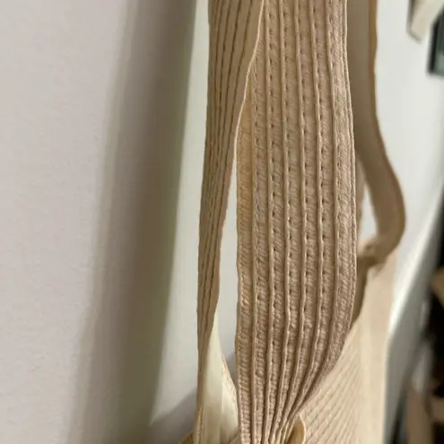 Denim & Co. Natural Straw Vacation Travel Summer Lined Beach Bag with Zipper