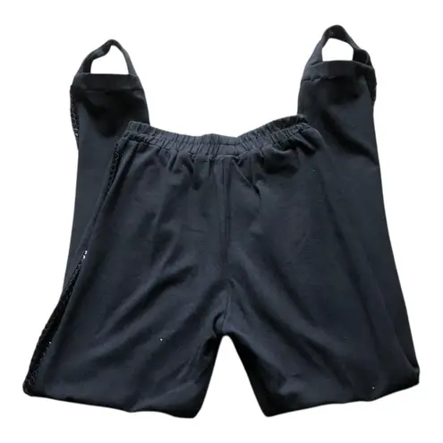 Vintage Bodalia Petite Stirrup Pants Black Sequin Side Leggings Medium Petite Size undefined