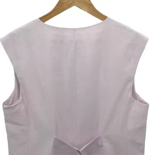 Top Shop Womens Button Front Linen Blend V Neck Oversized Vest Pink Lilac 6 NWT