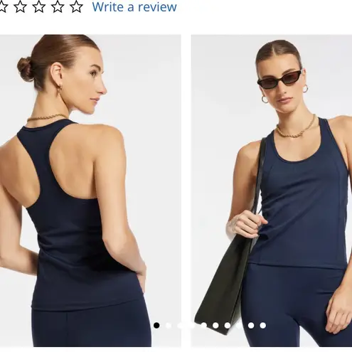 Bandier All Access Navy Session tank Top Racer Back, Shelf bra, Size Large