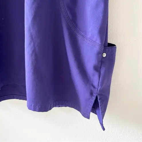 Purple Label Yoga Sz 2X V Neck Scrub Top Shirt Pockets Short Sleeve Stretch