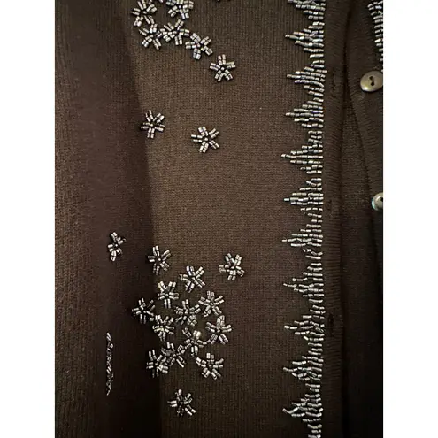 Jenny Black Beaded Embellished Cardigan Sweater Top Women's Small Holiday Y2K