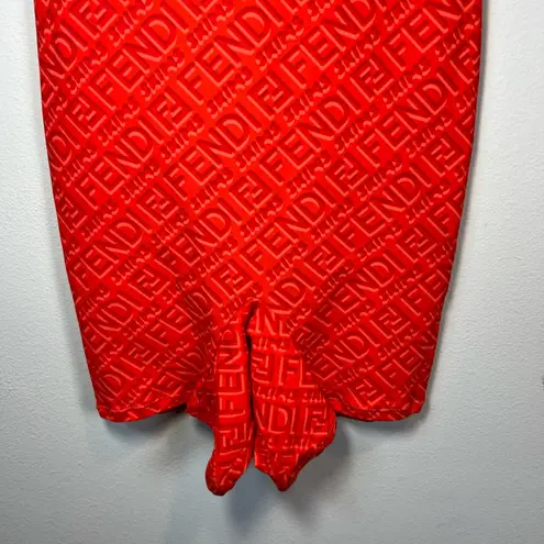 Skims X Fendi Women's Sleeveless Mid Thigh Bodysuit Georgia Orange Stretch Sz XS