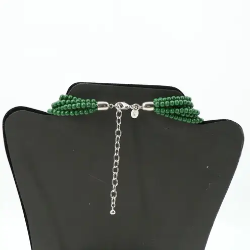 Joan Rivers New Starlet Style Beaded Flower Cluster Fringe Jade Green Necklace