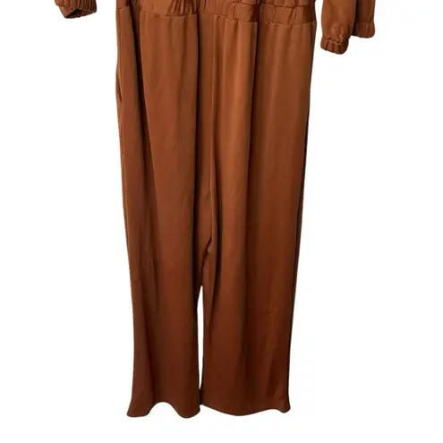 Eloquii NWT Rust Brown Wide Leg Jumpsuit Women’s Size 14/16 Dressy Evening