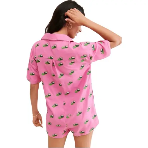 Farm Rio Cross Stitch Coconut Embroidered Pink Playsuit Romper Size Medium $255