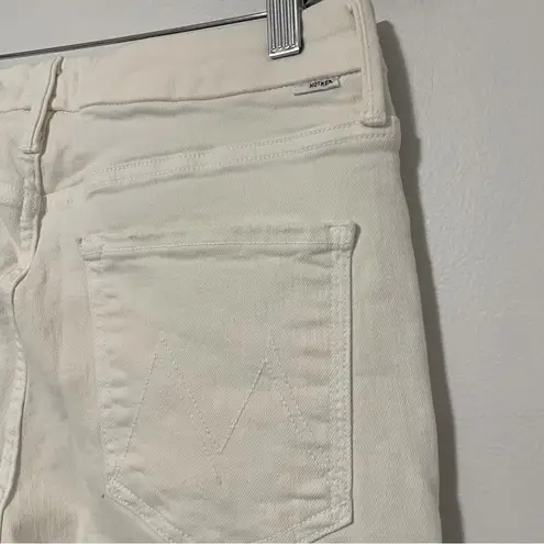 Mother • the looker ankle step fray hem jeans in cream puffs sz 30