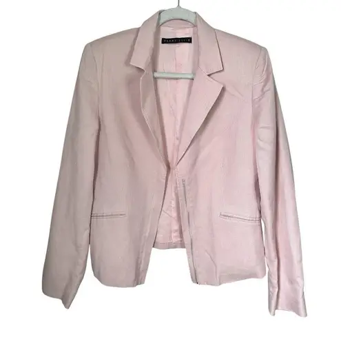 Perry Ellis Women Sz 10 Light Pink Zip Up Blazer Career Office Cotton Blend