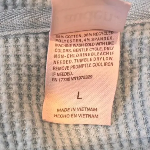 Auden Waffle Knit Full Zip Hoodie Sweatshirt Hoodie Blue Large Cropped