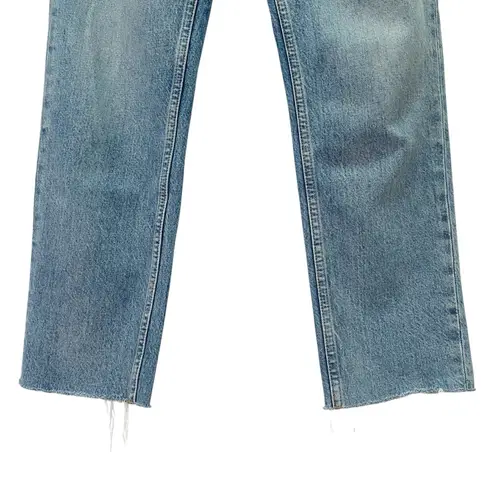 RE/DONE 70s Stove Pipe Jeans in Medium Vain Sz 25 High Rise Raw Hem Rigid Denim