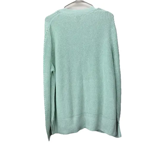 LL Bean Green Linen Cotton Button Up Cardigan Sweater Size XL Pockets