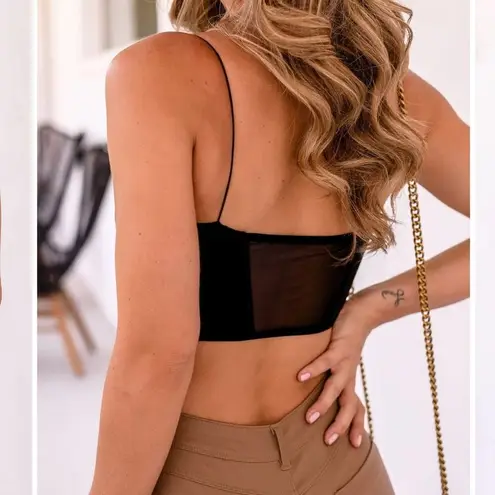 PRICELESS Bustier Size Small Can’t Resist Black NWT Boning Sexy Sheer Mesh Crop