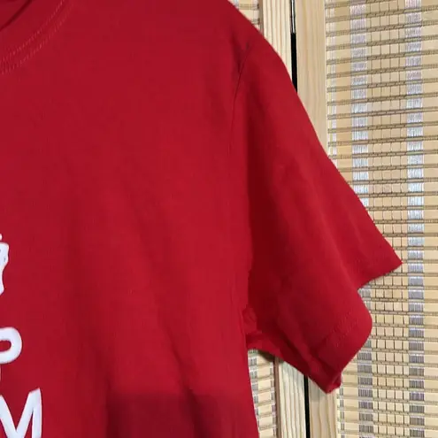 Ace of Clubs Red Keep Calm and Carry On Tee Shirt 100% Cotton Medium