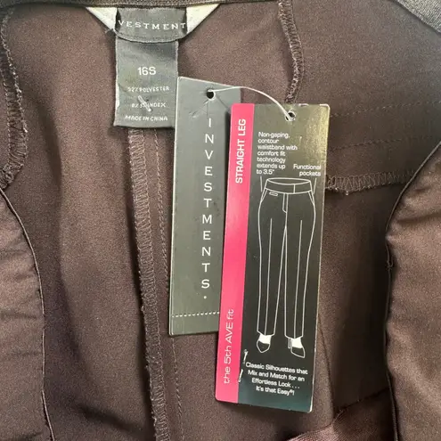 Investments Dress Pants 16S Women Purple Straight Leg Secret Support Tummy Panel