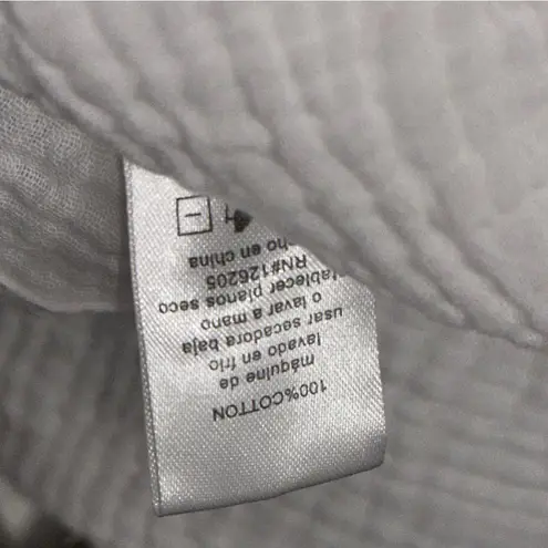 4our Dreamers Womens Size L White Crinkle Gauzy Cotton Lobster Embroidered Tunic Size L