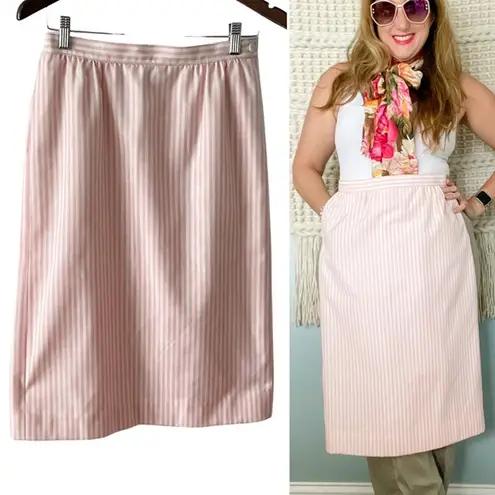 Pendleton  Vintage Silk Blend Pink & White Pinstripe Pencil Skirt size 6 S small