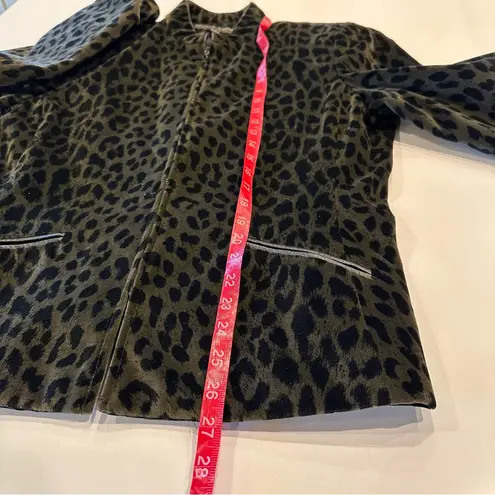 Kasper & Company‎ ASL Leopard Print Velour Zip Up Jacket Sz 12 Green