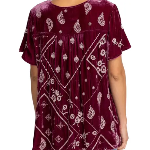 Johnny Was Devi velvet tasseled top NWT