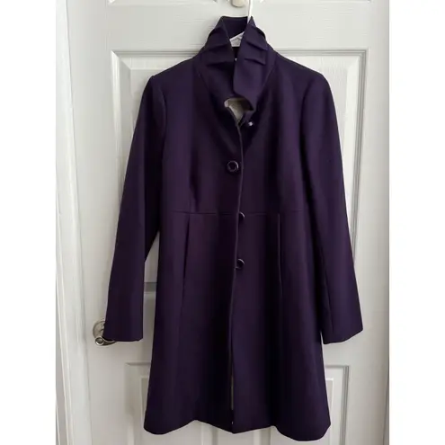 J.Crew  Uptown Dress Purple coat pleated stand collar preppy size 2