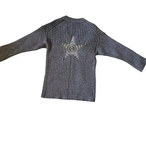 Alexander Wang safety pin star chunky rib knit wool v-neck tunic sweater
