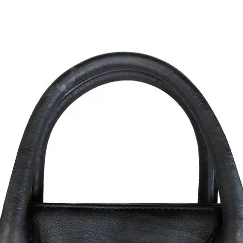 J.Crew Black Faux Leather Handbag Satchel Crossbody Tote Bag Black F6133