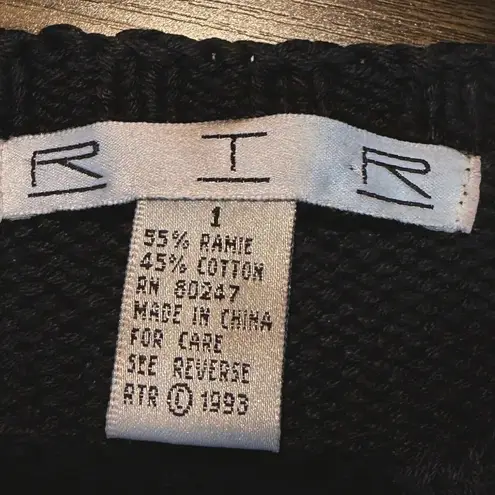 Vintage 1993 RIR Hong Kong Sweater Neon Embroidered Flowers Abstract Art M/L Black Size M