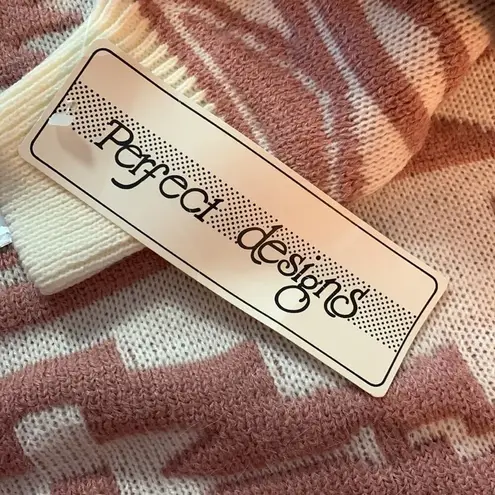 Vintage perfect designs womens large sweater aztec pink knit print jewel white l