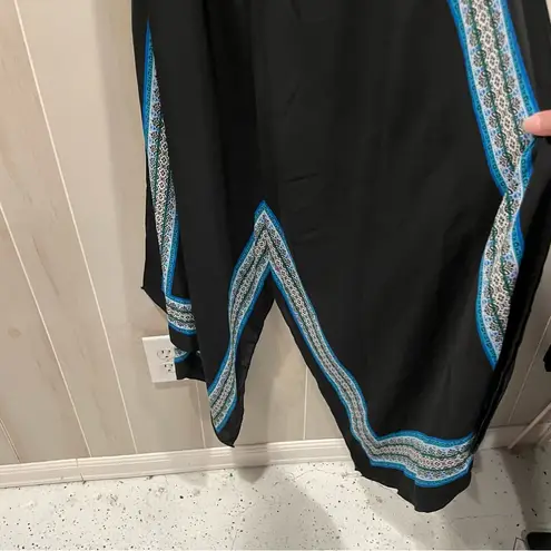 Cute INC handkerchief hem flowy midi dress skinny straps size large floral trim Blue