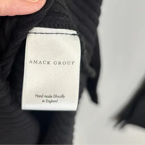 AYM Sweater Bodycon Ribbed Long Sleeve V Neck Cotton Blend Mini Dress XS Black