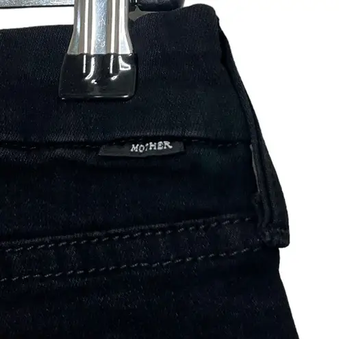 MOTHER The Looker Ankle Fray Gold Bolt Jeans Cropped Skinny Women Size 24 Black