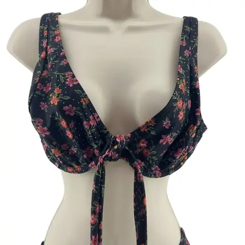Peek & Beau Fuller Bust Underwire Bikini Top Winter Floral 34F Black Size undefined