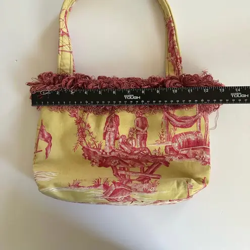 Millie Bags Yellow Pink vintage y2k fringe fabric purse, unique handbag